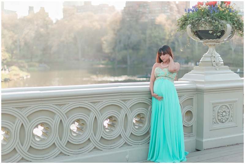 Central Park NYC Maternity Photos Mint dress
