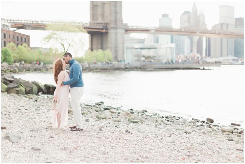 Dumbo NYC romantic engagement photo by the water